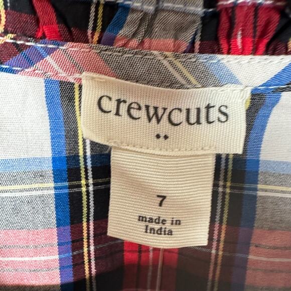 J. Crew Crewcuts Dress Girls Size 7 Jewel Button Tartan Plaid Tiered Dress NWT! - Picture 3 of 6
